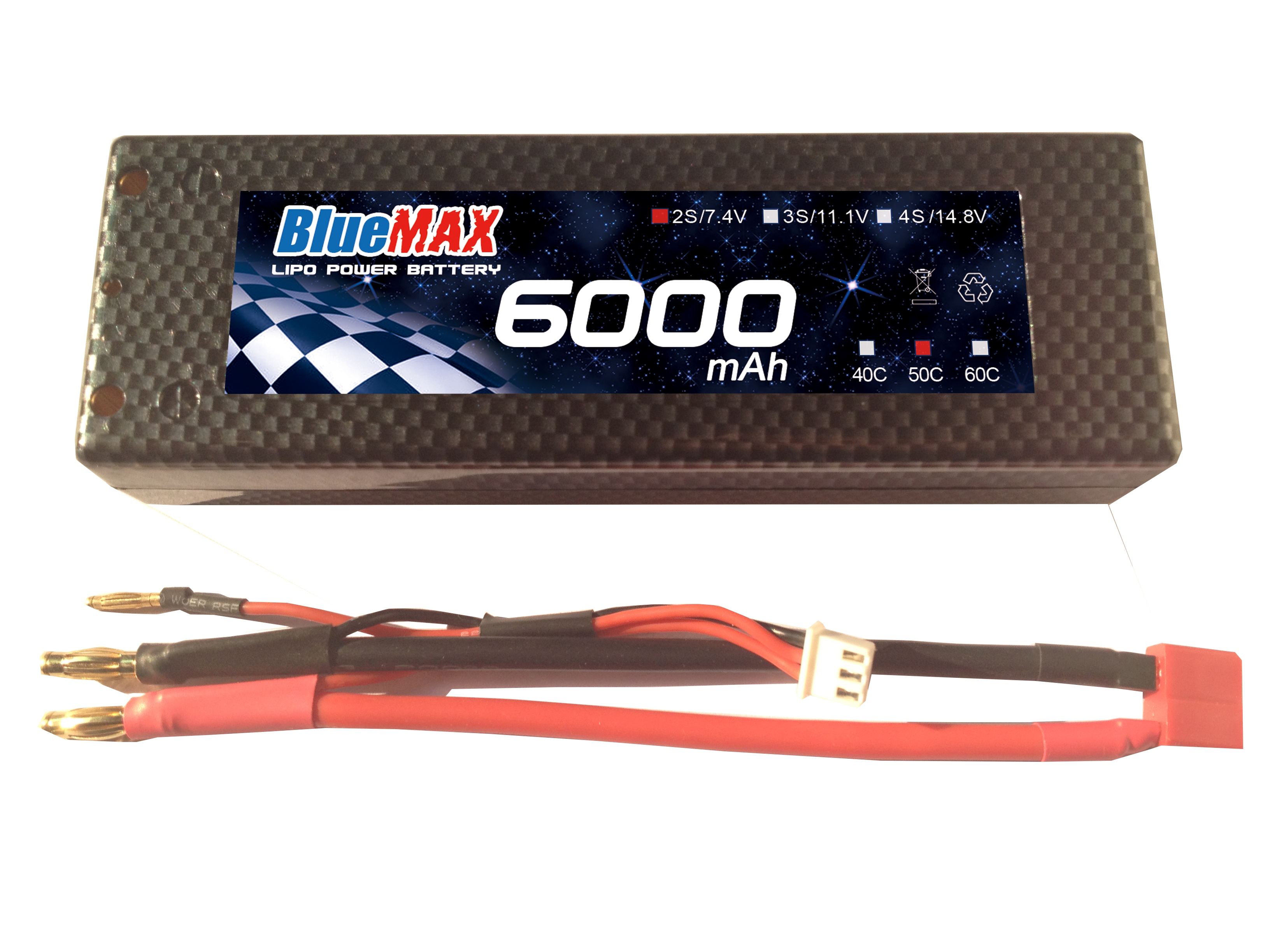 50C 6000mAh 7.4V Hardcase LiPO with Golden Plug (Banana) for RC Car