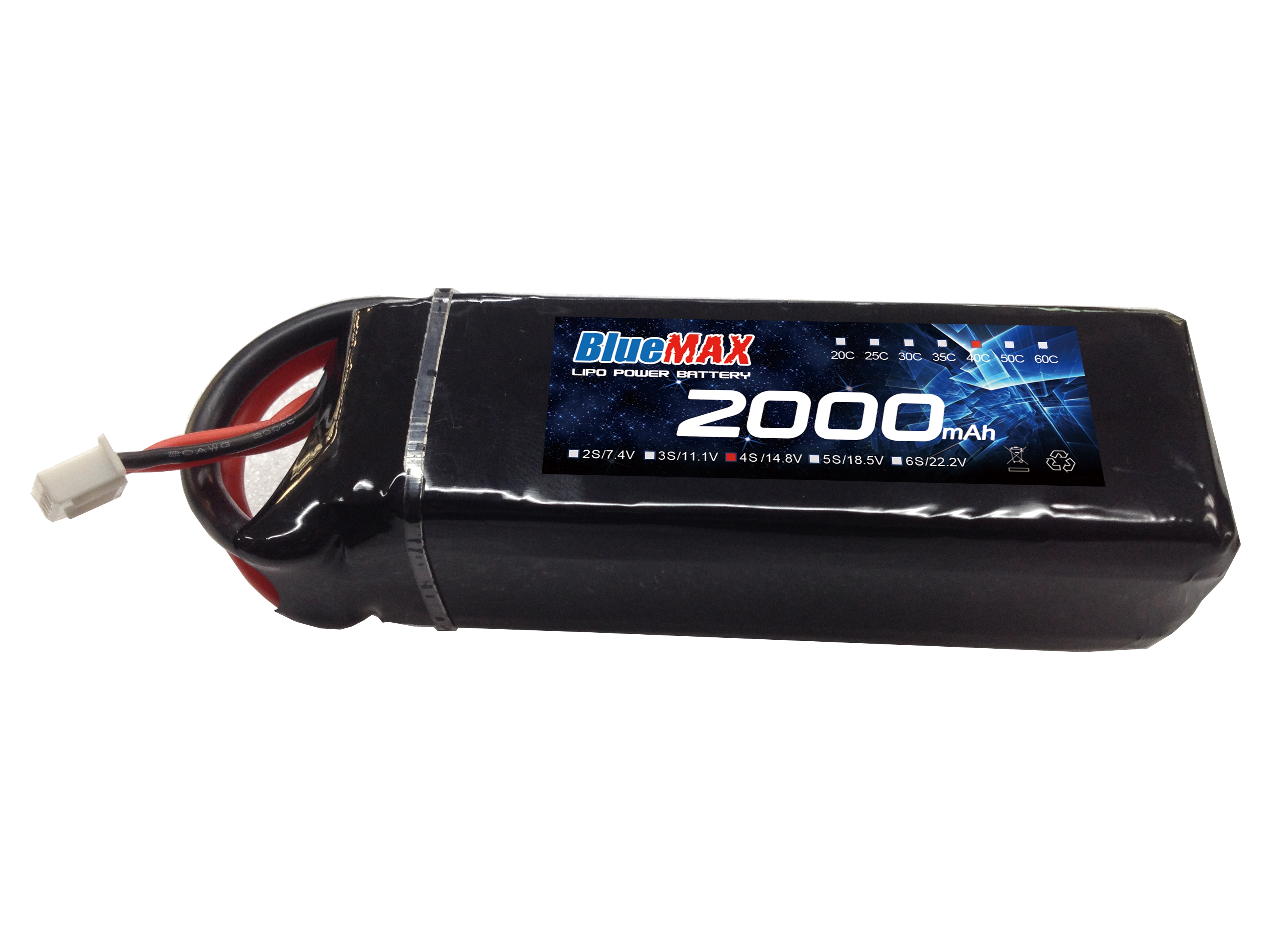 40C 2000mAh 4S1P 14.8V High Drain LiPO Batteries for RC Flight