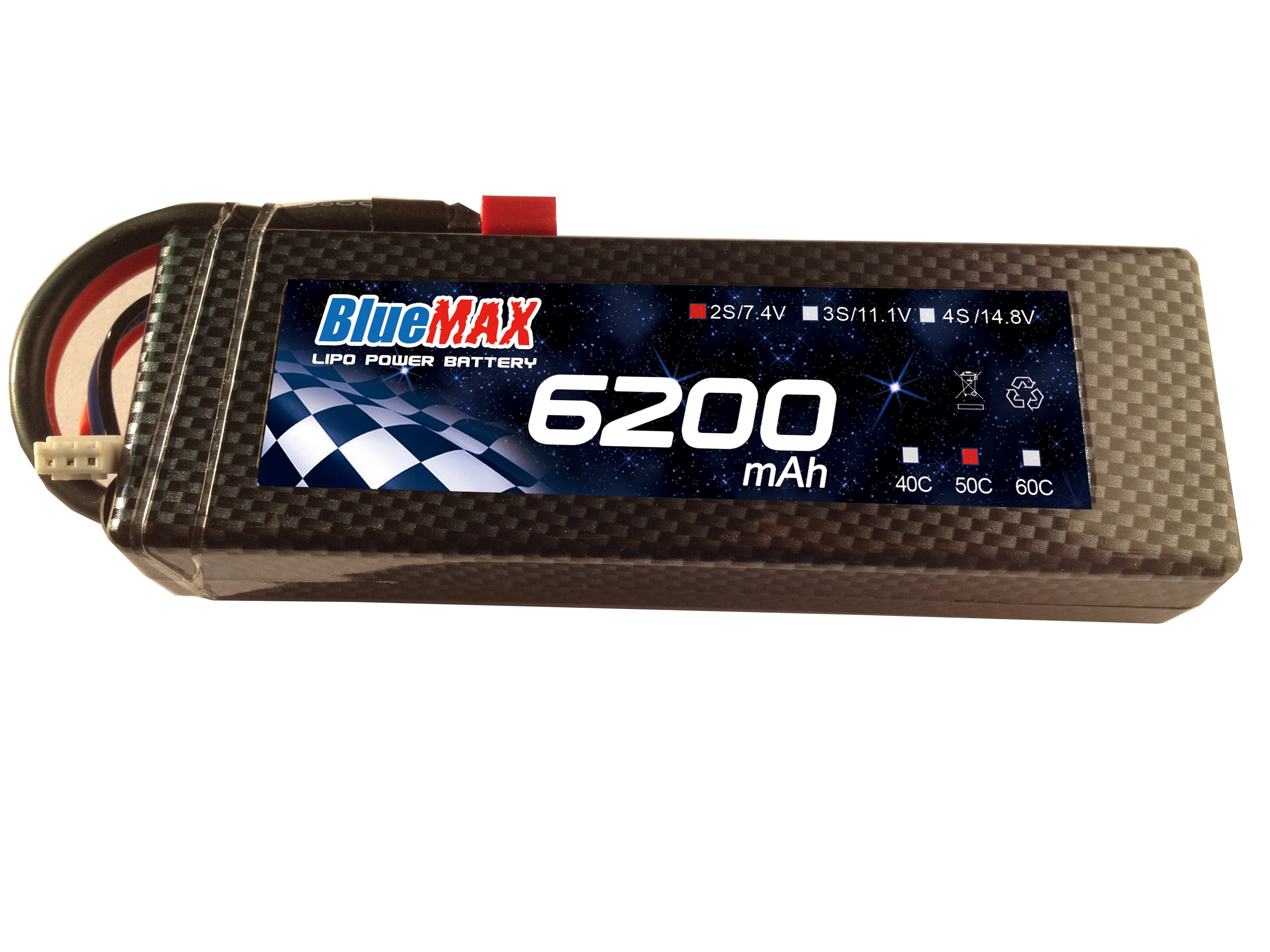 50C 6200mAh 2S2P 7.4V LiPO RC Car Battery Pack