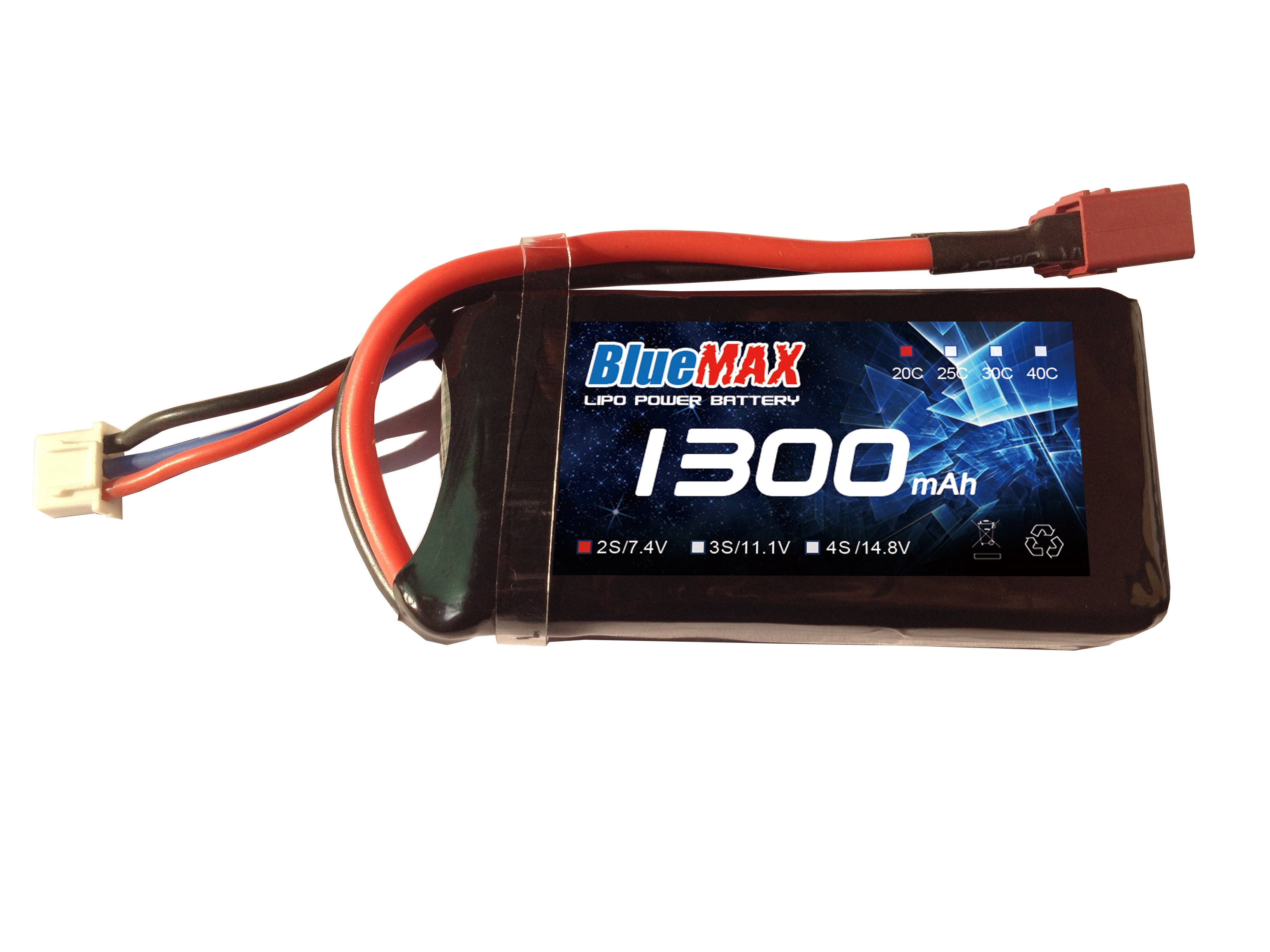 1300mAh 2S1P 7.4V 20C LiPO Flight Battery Pack