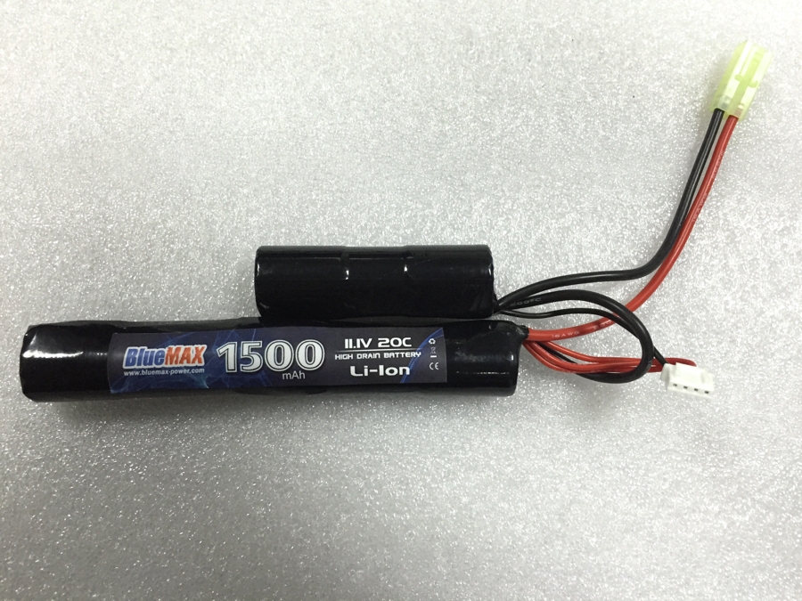 11.1V 1500mAh 20C Airsoft Li-Ion 2-Piece Crane Type Battery