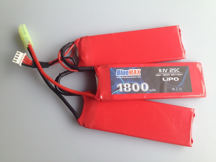 11.1v 1800mAh 25C LiPO Airsoft Battery Tri-Panel (Crane Stock)